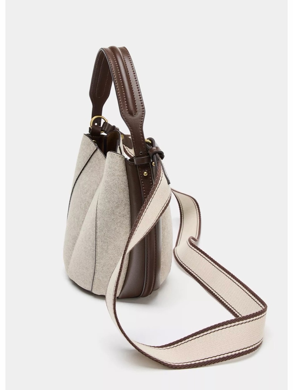 NWT Zara Topstitched Fabric Bucket Bag